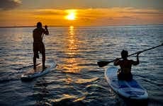 Paddle surf em Cancún ao amanhecer